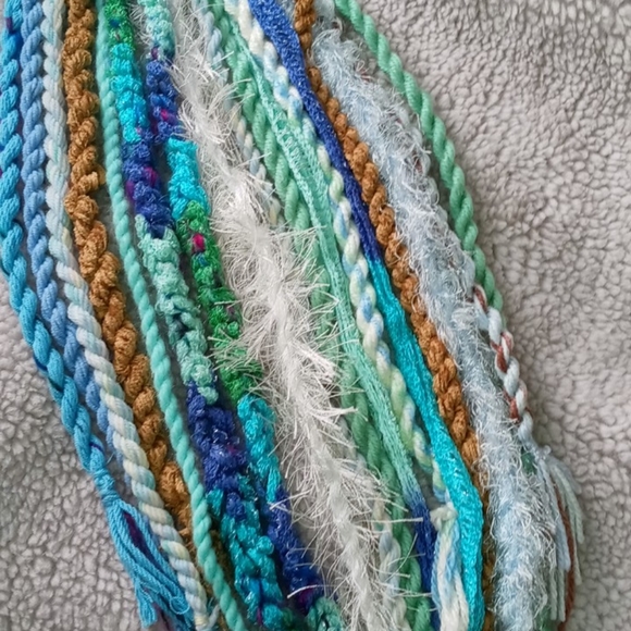 Blue Green Tan Cream Earthy Yarnfall - Picture 6 of 10